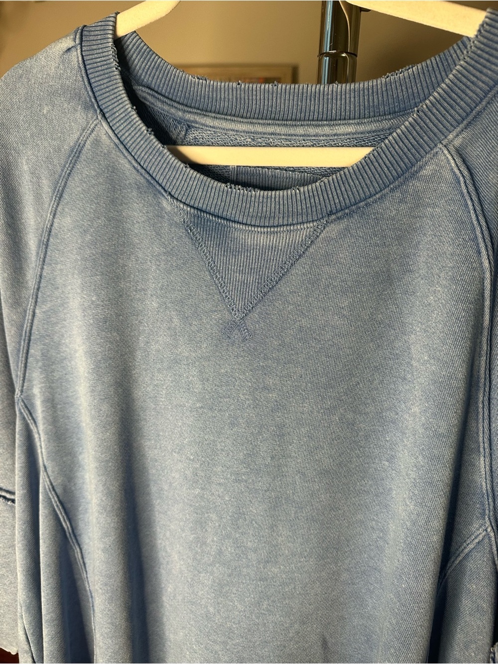 American Eagle Oversized Washed Blue Sweatshirt Dress Tunic S (23”-28” ptp) - Picture 6 of 13